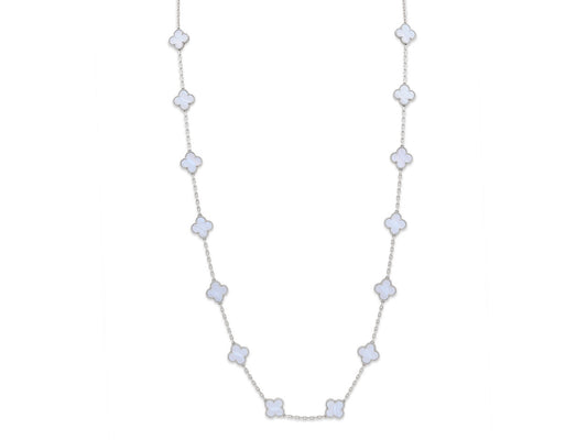 Van Cleef & Arpels 'Vintage Alhambra' Chalcedony Necklace, 20 motifs, in 18K White Gold