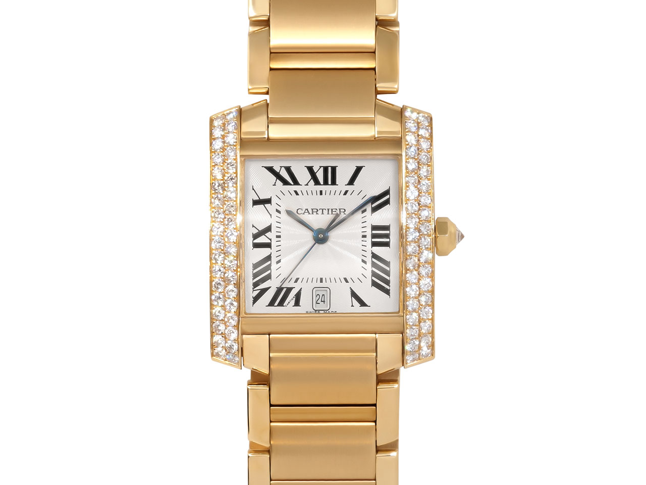 Cartier 'Tank Française' Diamond Watch in 18K Gold, 28 mm