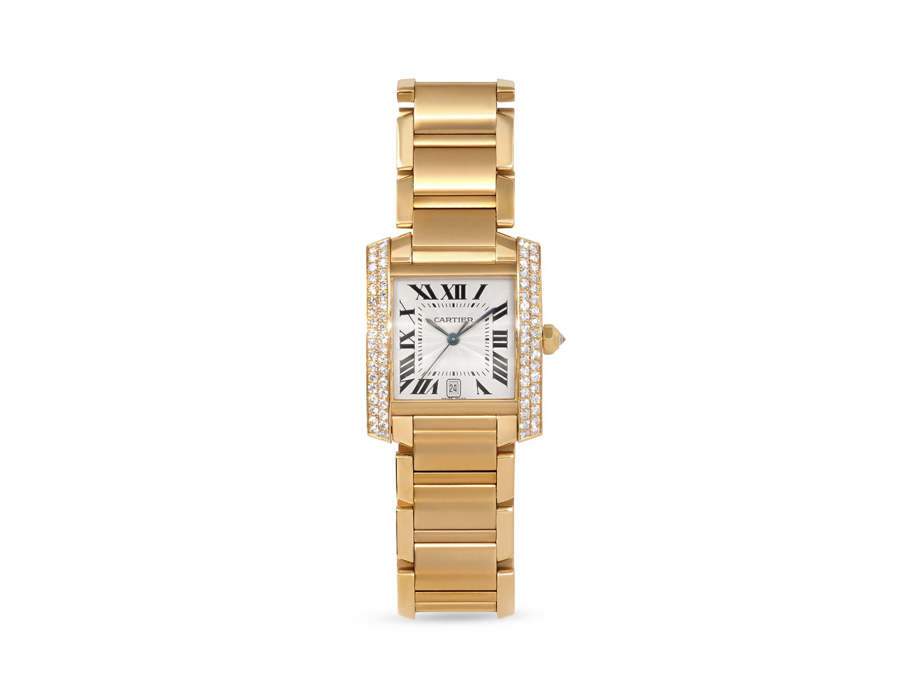 Cartier 'Tank Française' Diamond Watch in 18K Gold, 28 mm