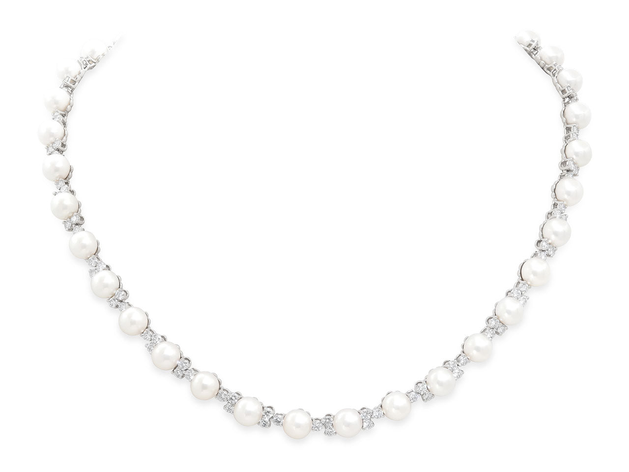 Tiffany & Co. 'Aria' Diamond and Pearl Necklace in Platinum