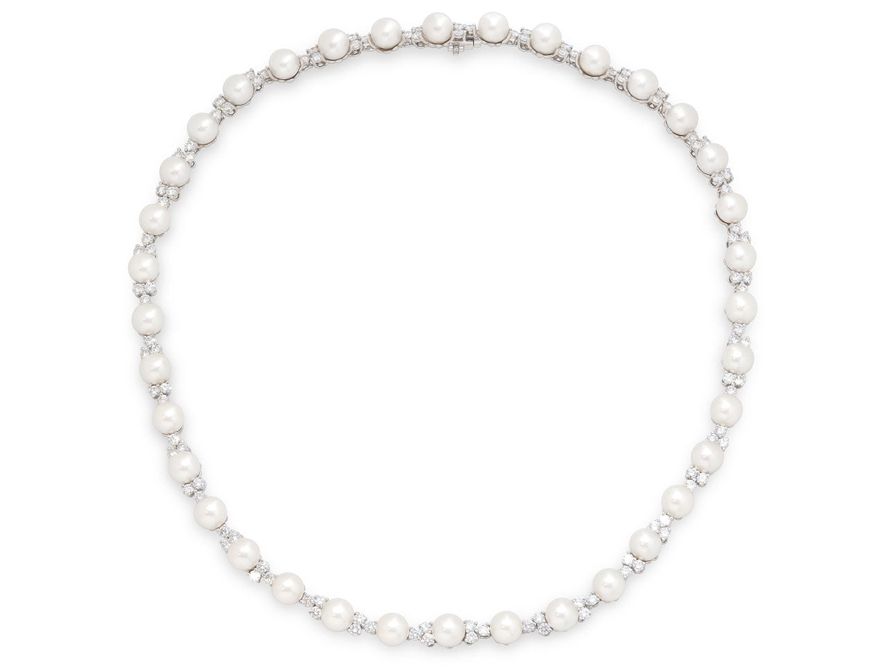 Tiffany & Co. 'Aria' Diamond and Pearl Necklace in Platinum