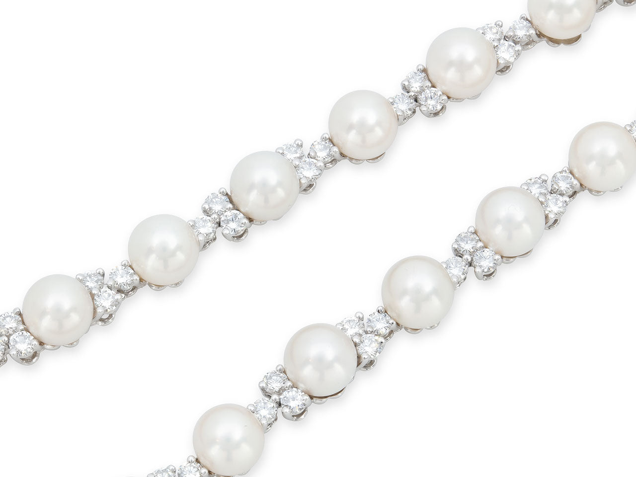 Tiffany & Co. 'Aria' Diamond and Pearl Necklace in Platinum