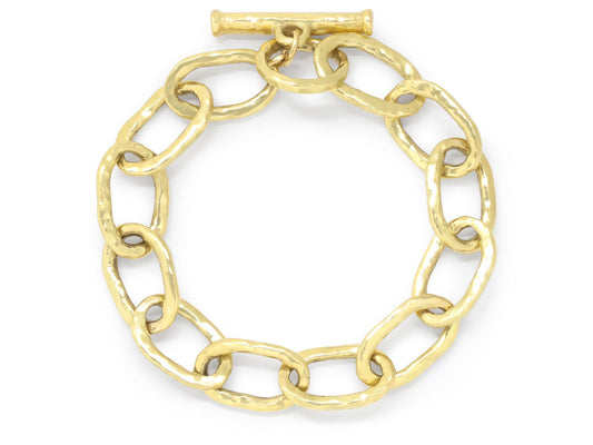 Oval Link Bracelet with Toggle Clasp in 18K Gold