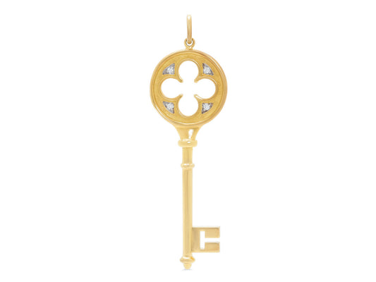 Tiffany & Co. 'Clover Key' Diamond Pendant in 18K Gold