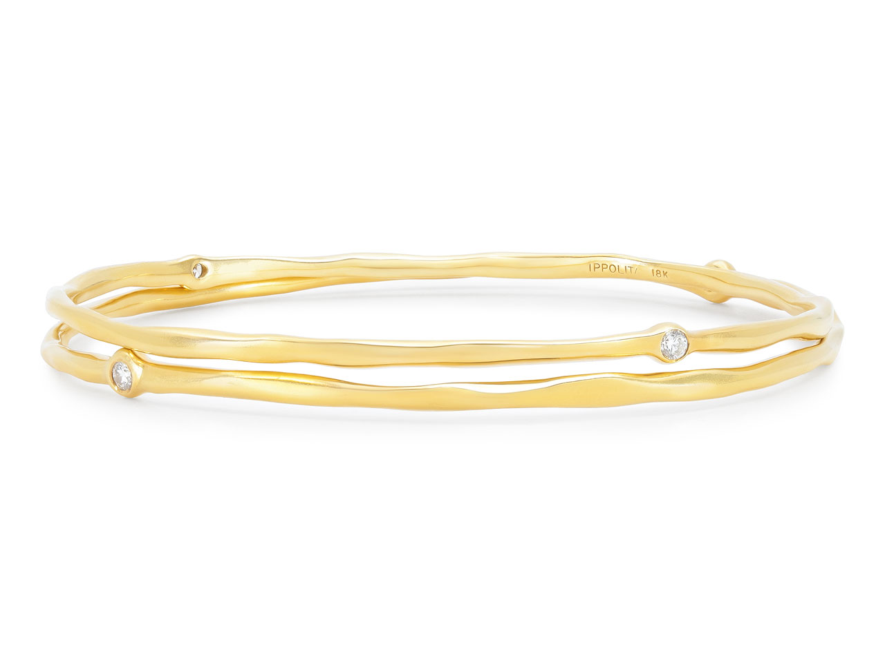 Pair of Ippolita 'Starburst Superstar' Diamond Bangle Bracelets in 18K Gold