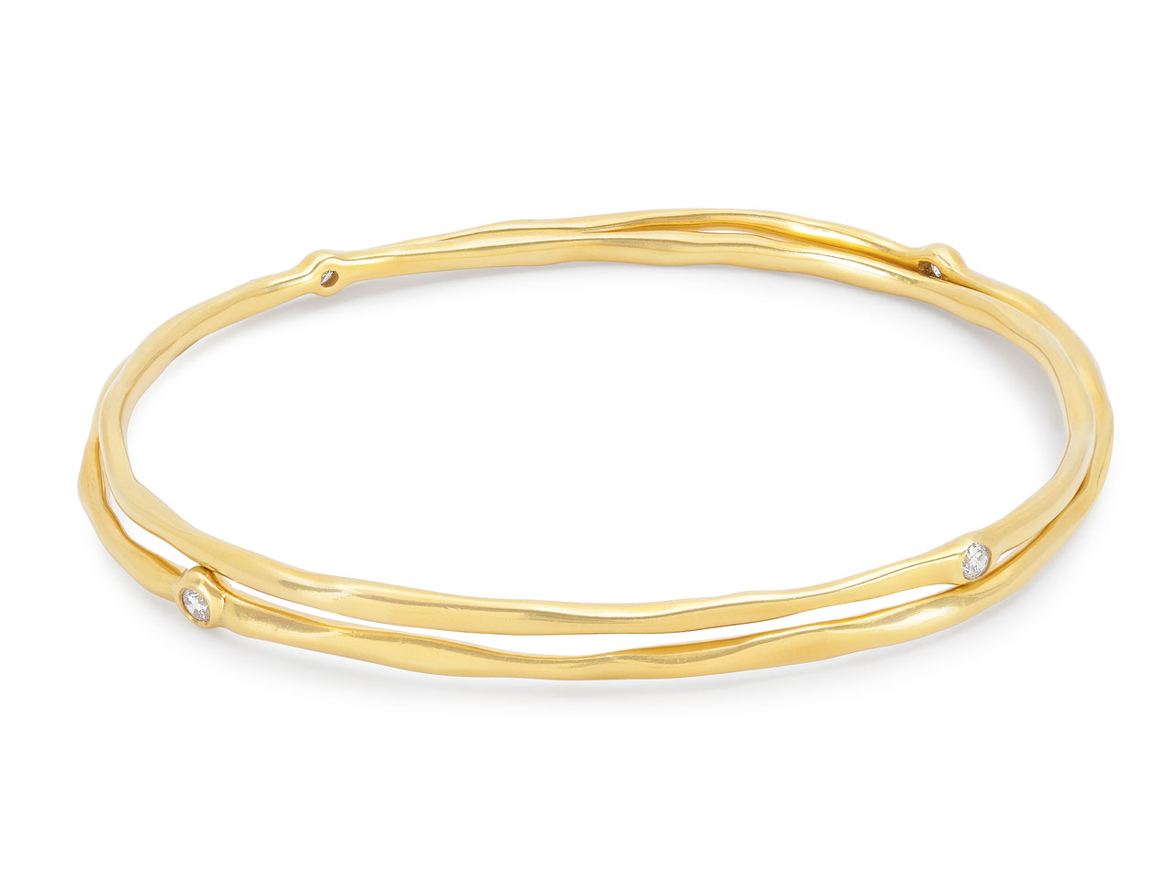 Pair of Ippolita 'Starburst Superstar' Diamond Bangle Bracelets in 18K Gold