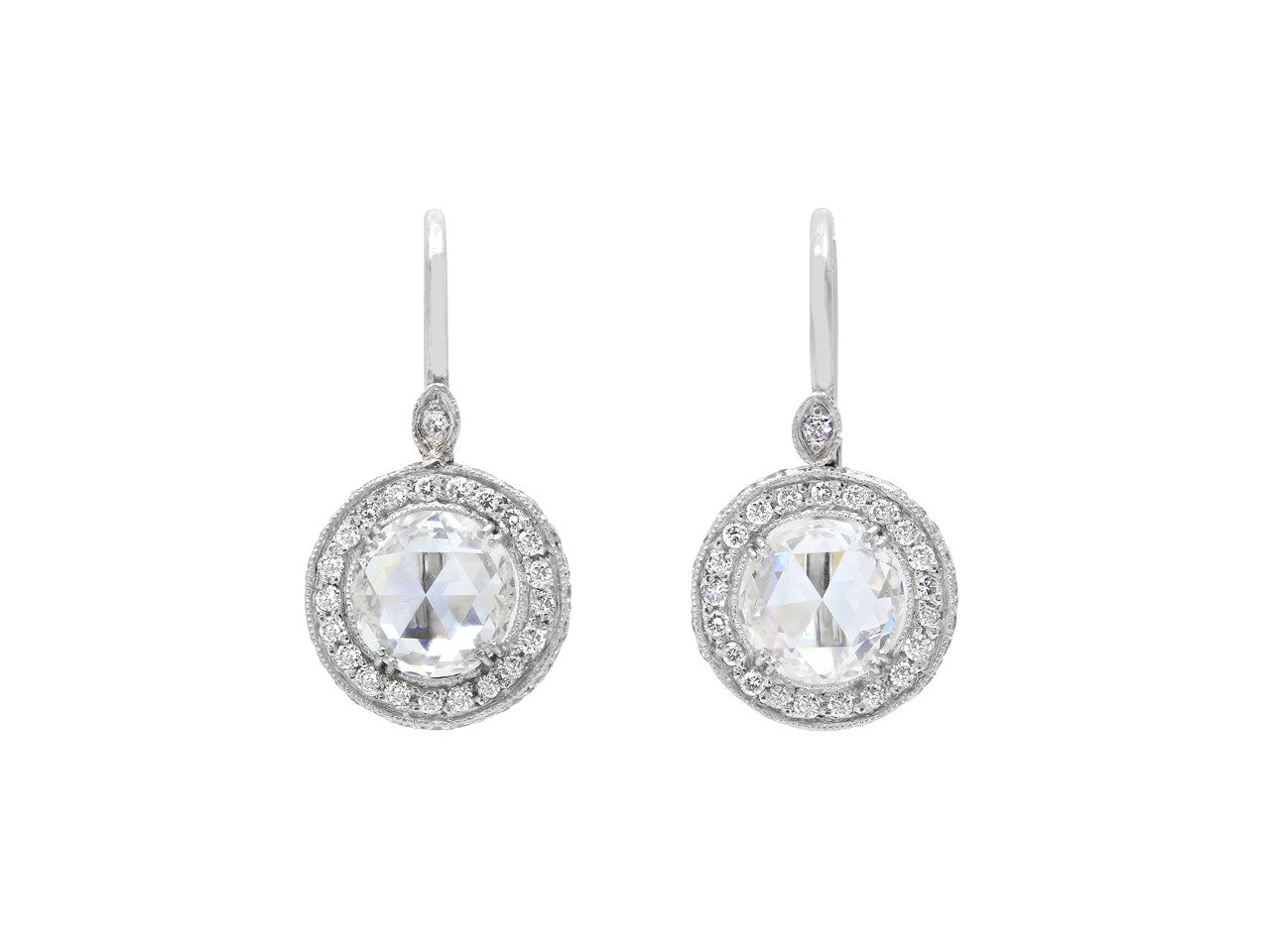 Rose Cut Diamond Earrings in Platinum