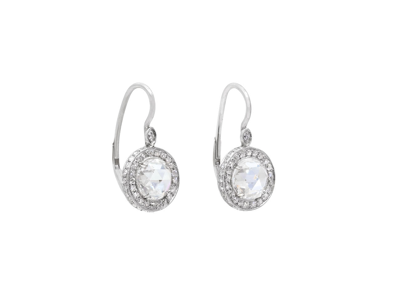 Rose Cut Diamond Earrings in Platinum