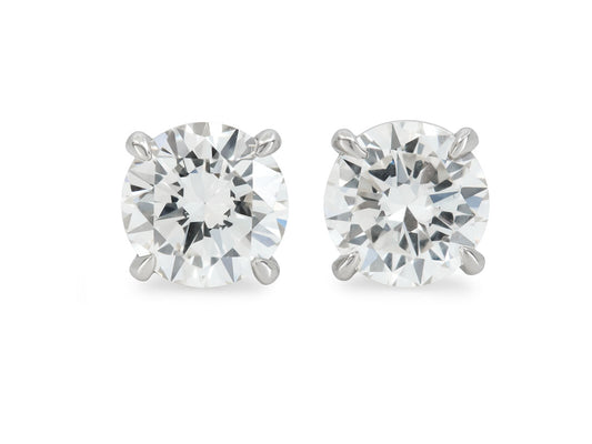 Diamond Stud Earrings, 2.61 total carats, I-J color, in Platinum