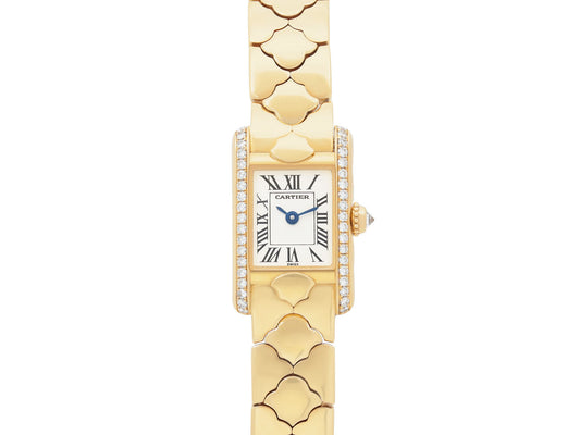 Cartier 'Tank Mini' Diamond Watch in 18K Gold