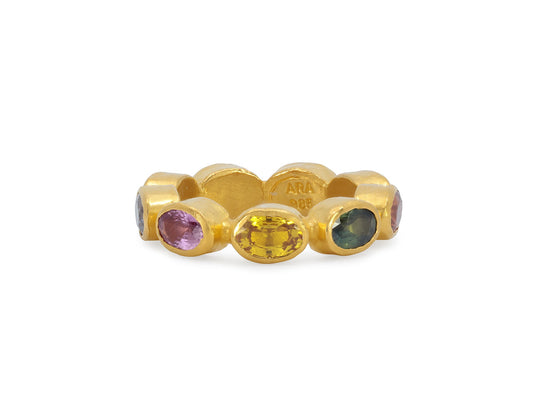 Ara Multicolor Sapphire 'Memory' Band in 22K Gold