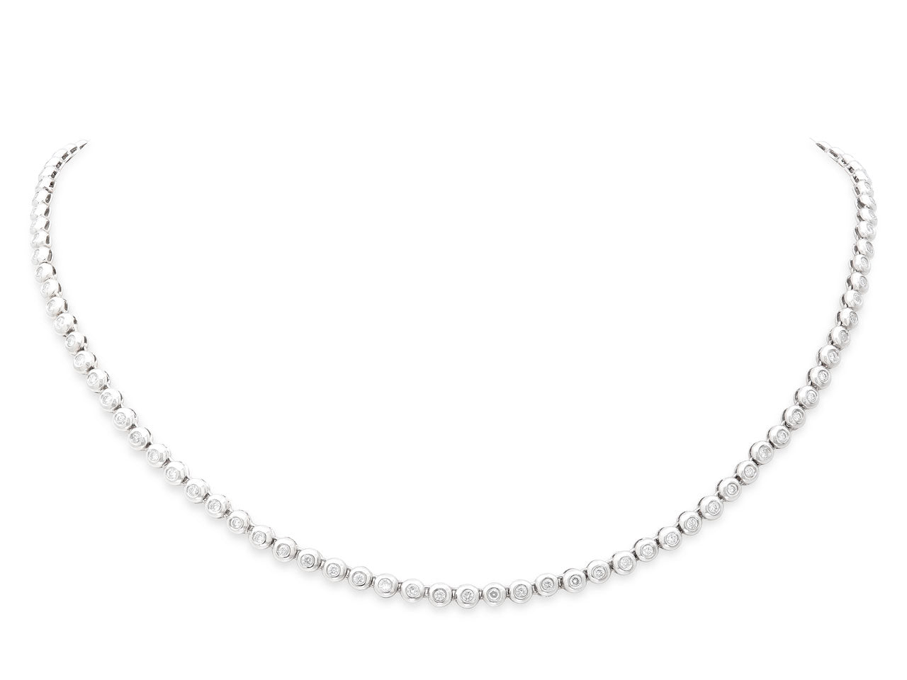 Bezel-set Diamond Necklace in 18K White Gold