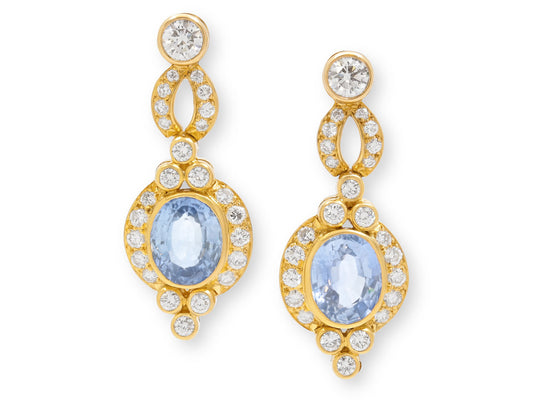 Beladora 'Bespoke' Sapphire and Diamond Earrings in 18K Gold