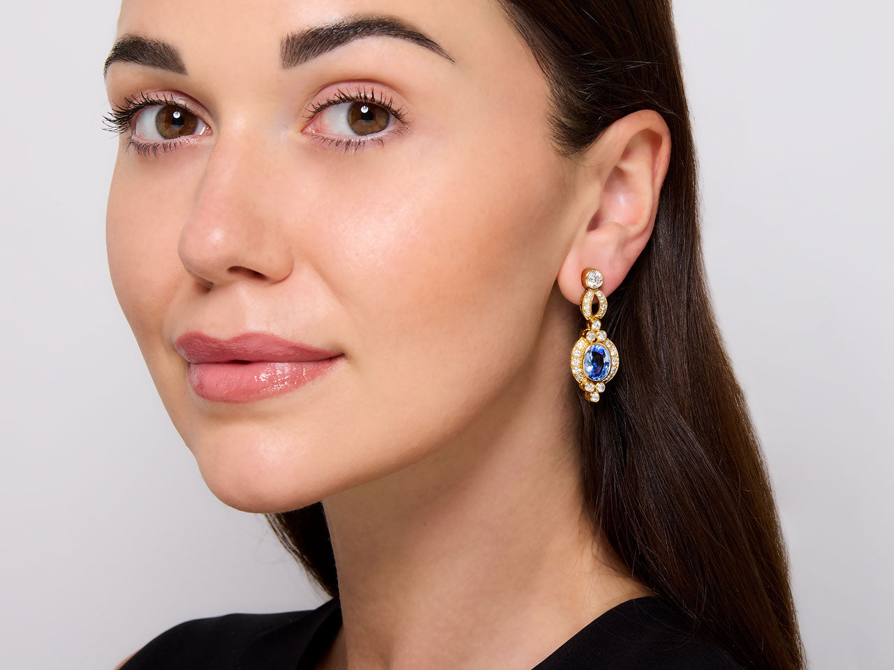 Beladora 'Bespoke' Sapphire and Diamond Earrings in 18K Gold