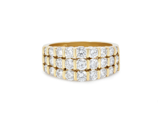 Gemlok 'Les Classique' Three Row Diamond Ring in 18K Gold