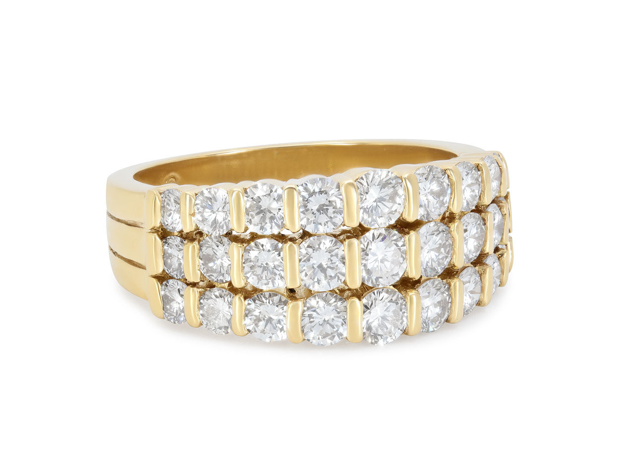 Gemlok 'Les Classique' Three Row Diamond Ring in 18K Gold