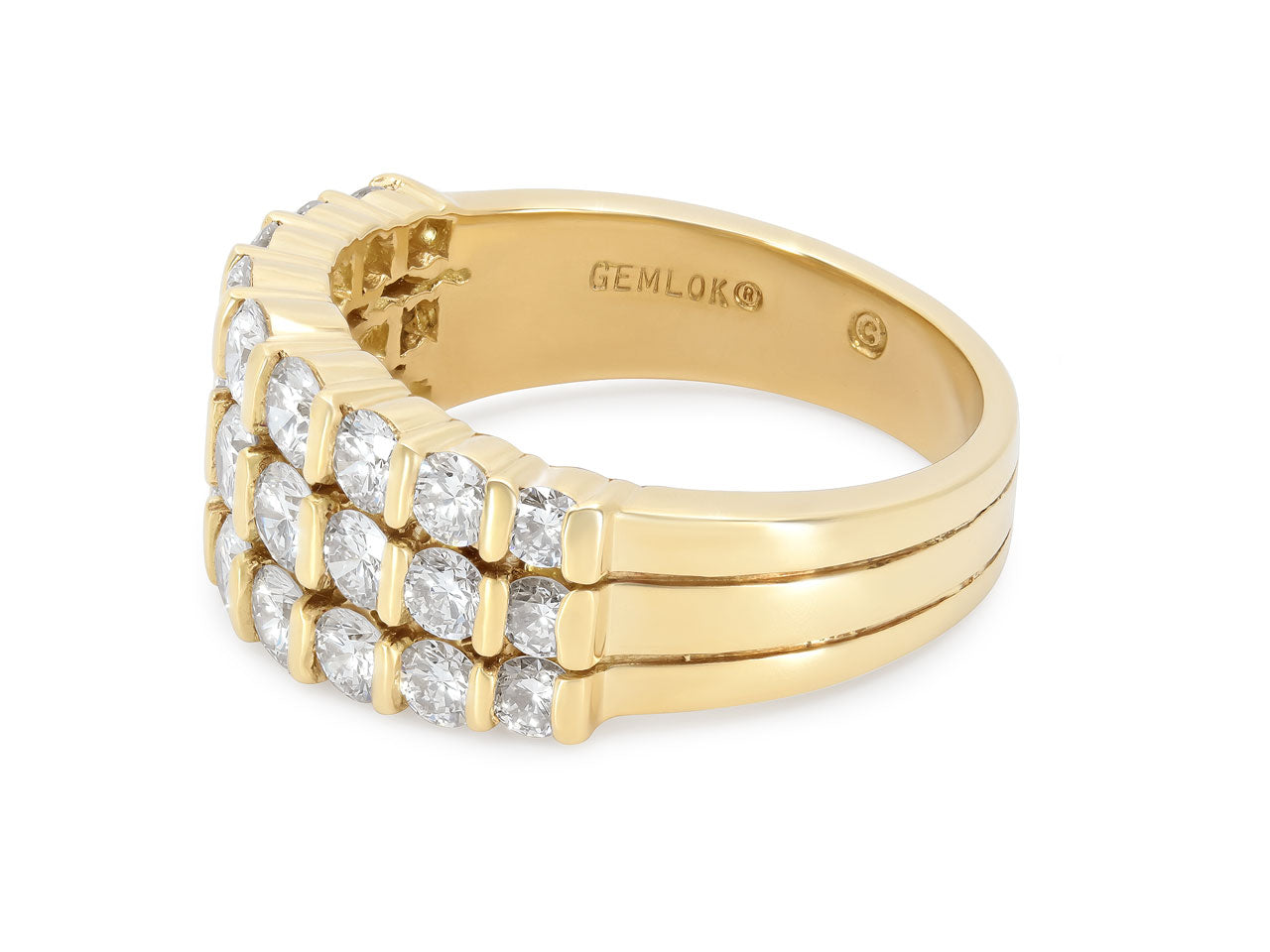 Gemlok 'Les Classique' Three Row Diamond Ring in 18K Gold