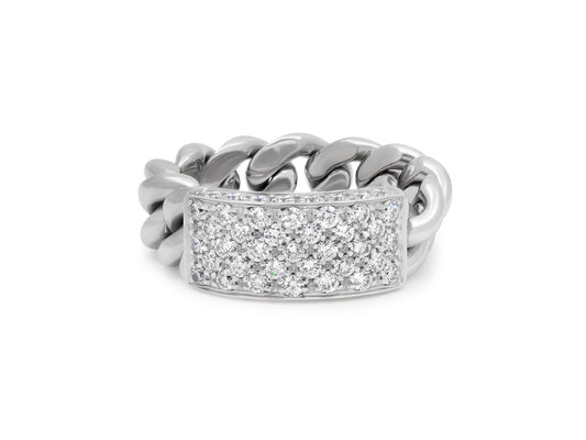 Diamond Link Ring in 18K White Gold