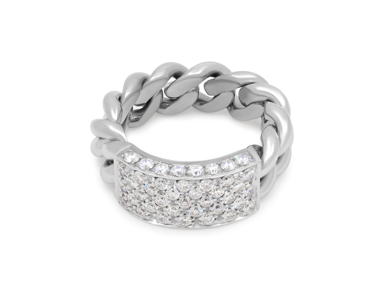 Diamond Link Ring in 18K White Gold