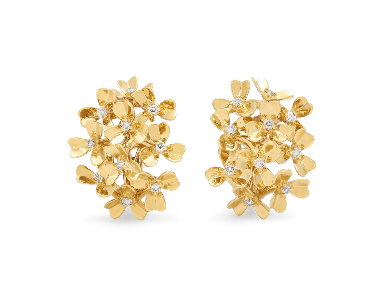 Diamond Flower Earrings in 18K Gold