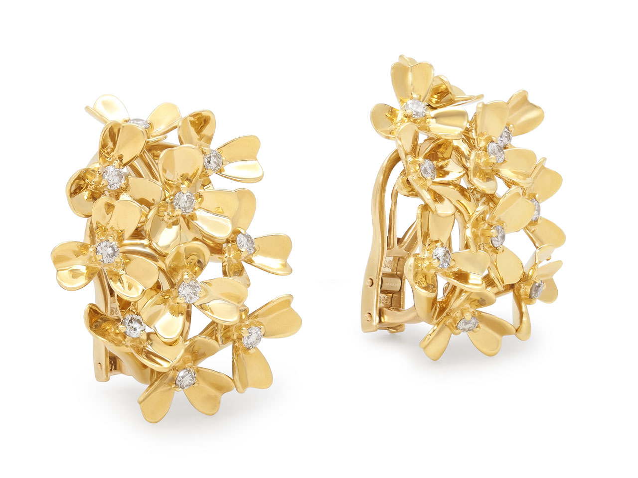 Diamond Flower Earrings in 18K Gold