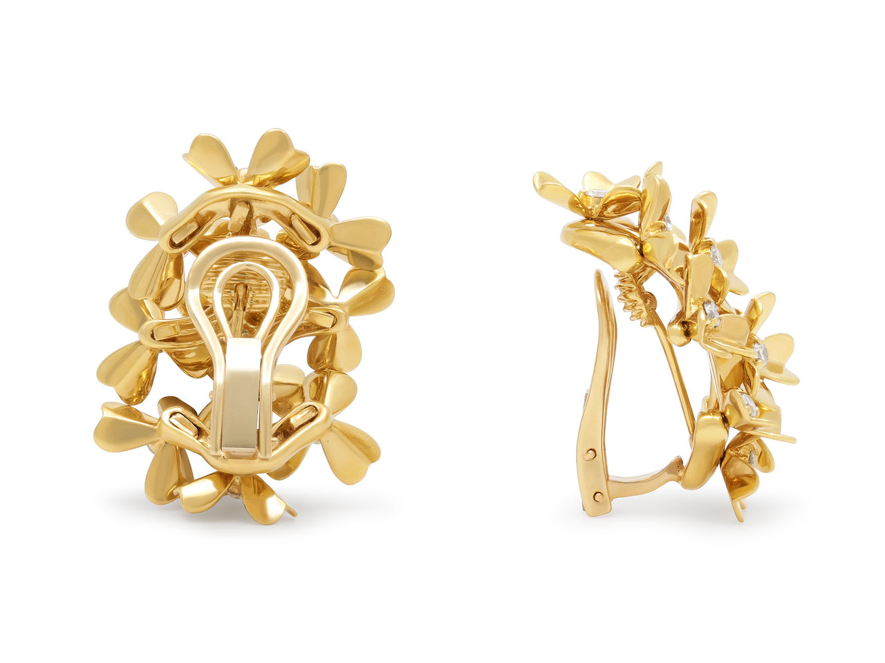 Diamond Flower Earrings in 18K Gold