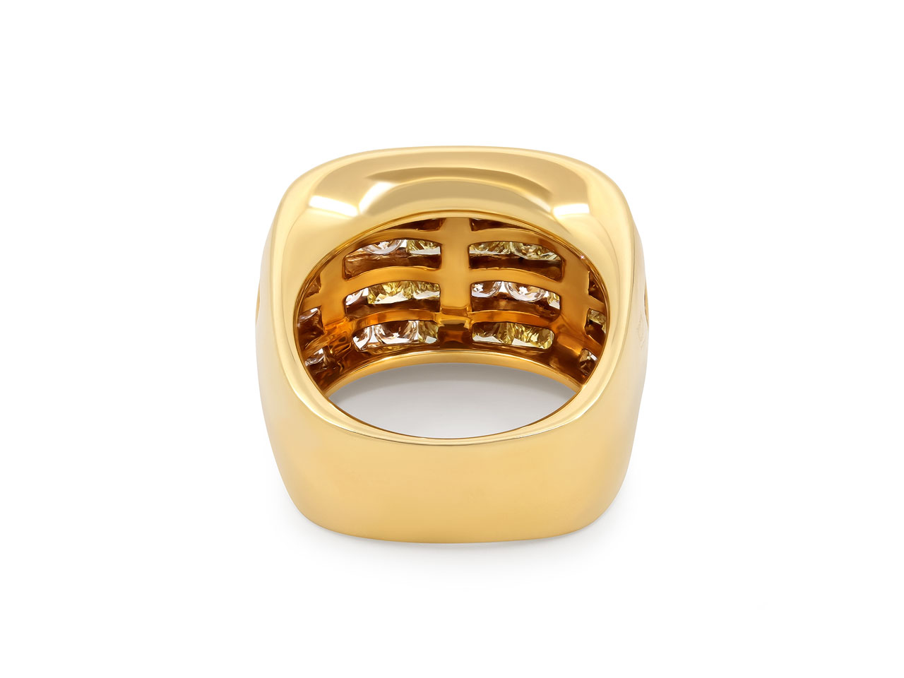 Damiani Yellow and White Diamond 'Stripe' Ring in 18K Gold