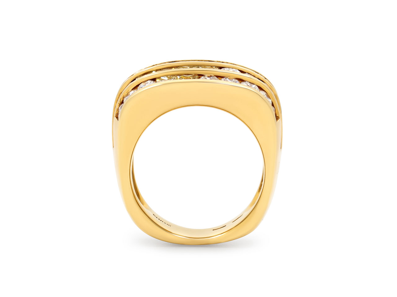 Damiani Yellow and White Diamond 'Stripe' Ring in 18K Gold