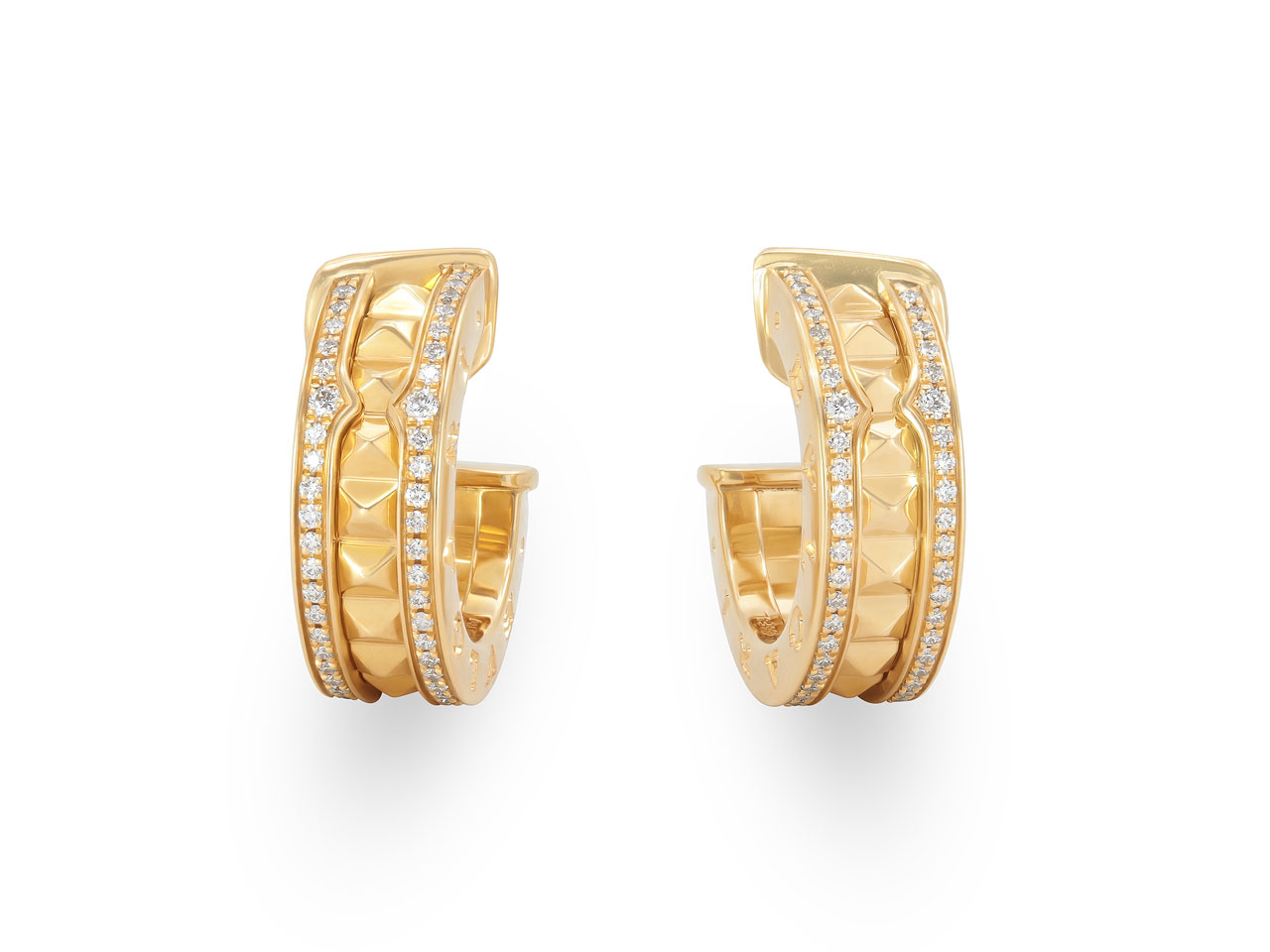 Bulgari 'B.zero1' Diamond Hoop Earrings in 18K Gold