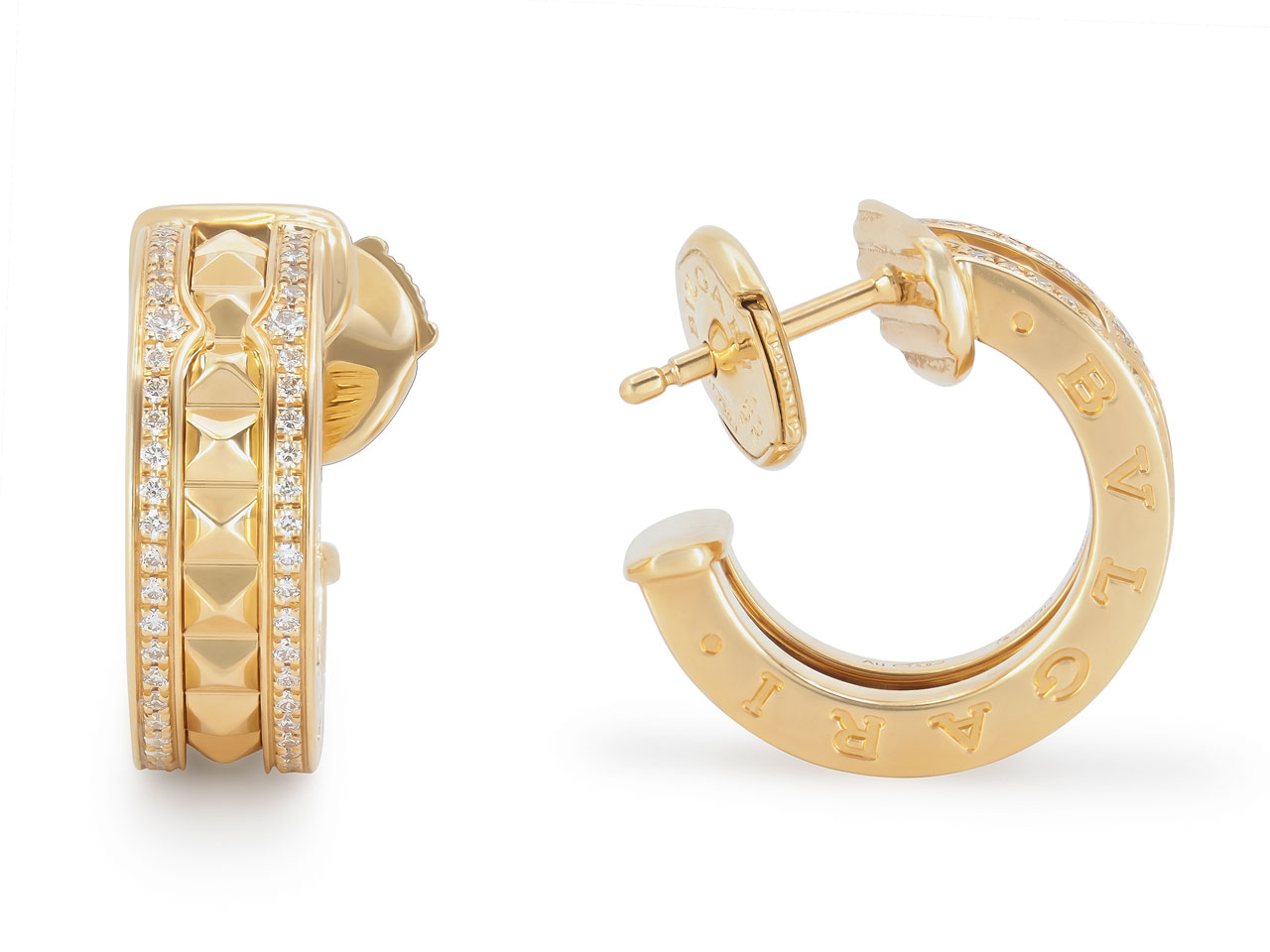 Bulgari 'B.zero1' Diamond Hoop Earrings in 18K Gold