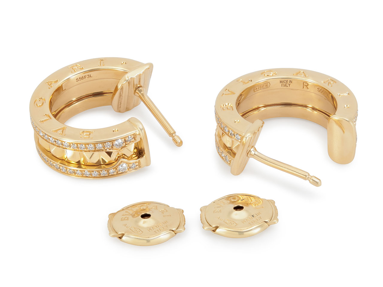 Bulgari 'B.zero1' Diamond Hoop Earrings in 18K Gold