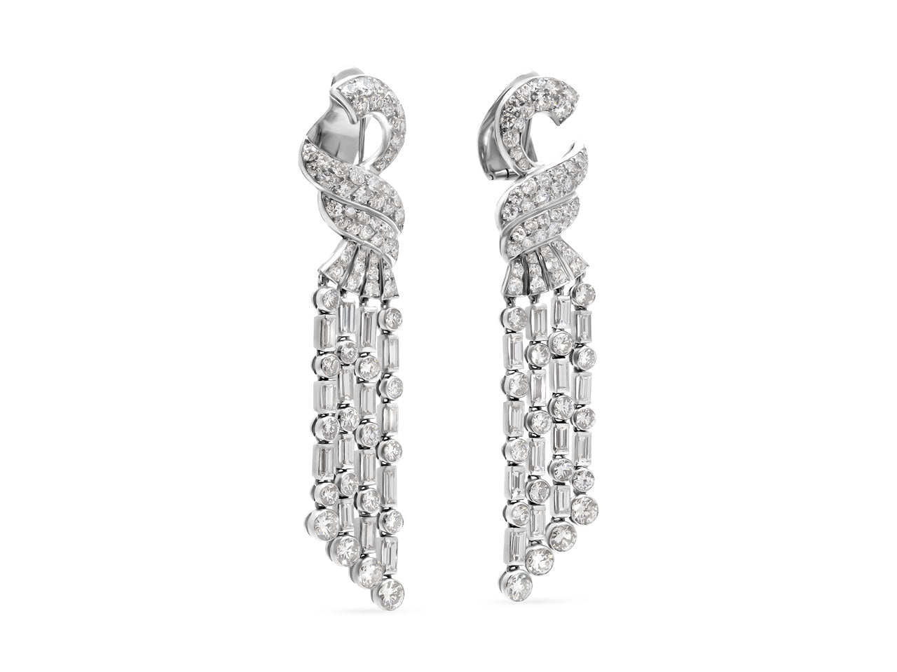 Art Deco Diamond Tassel Earrings in Platinum