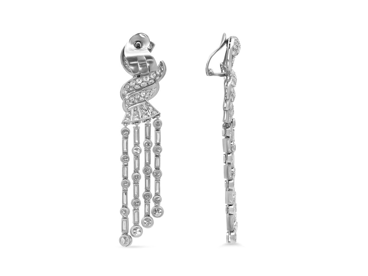 Art Deco Diamond Tassel Earrings in Platinum