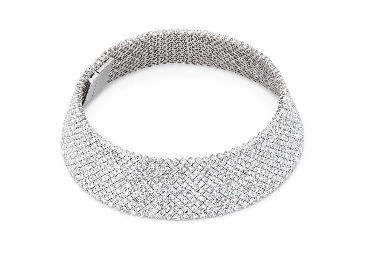 Tallarico Wide Diamond Collar Necklace in 18K Gold