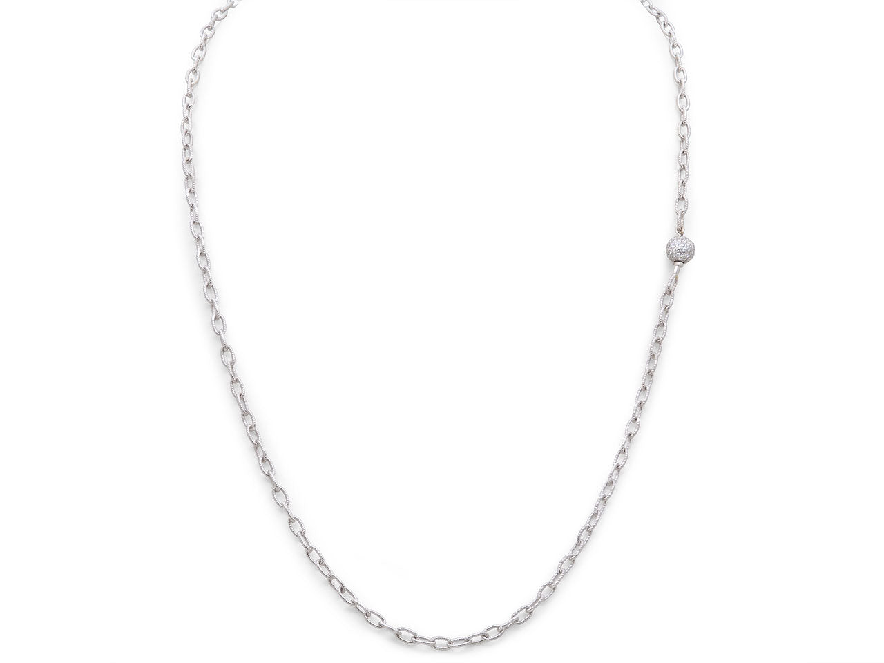 Oval Link Necklace in 18K White Gold