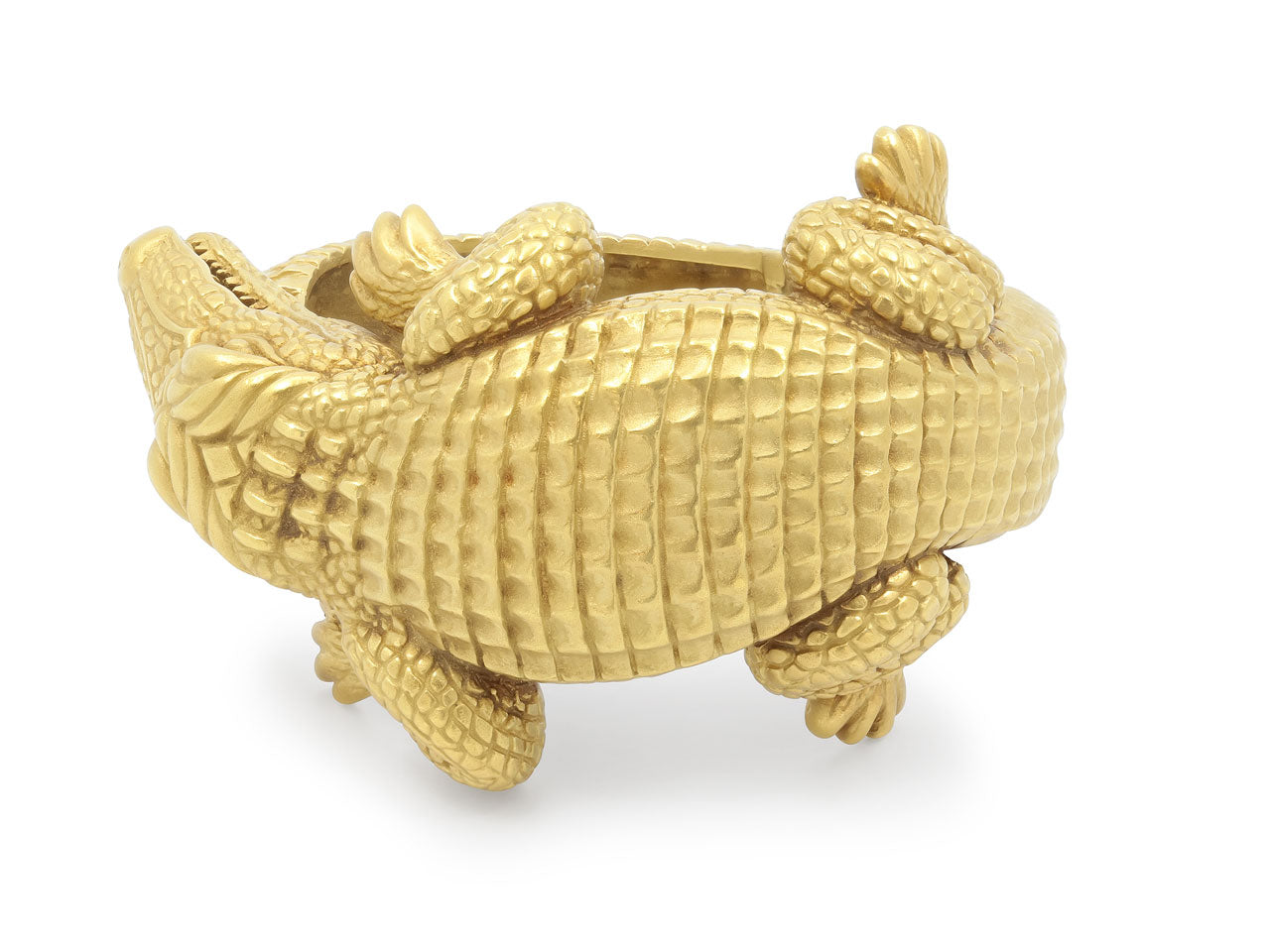 Kieselstein-Cord Alligator Bangle in 18K 'Green Gold', Large