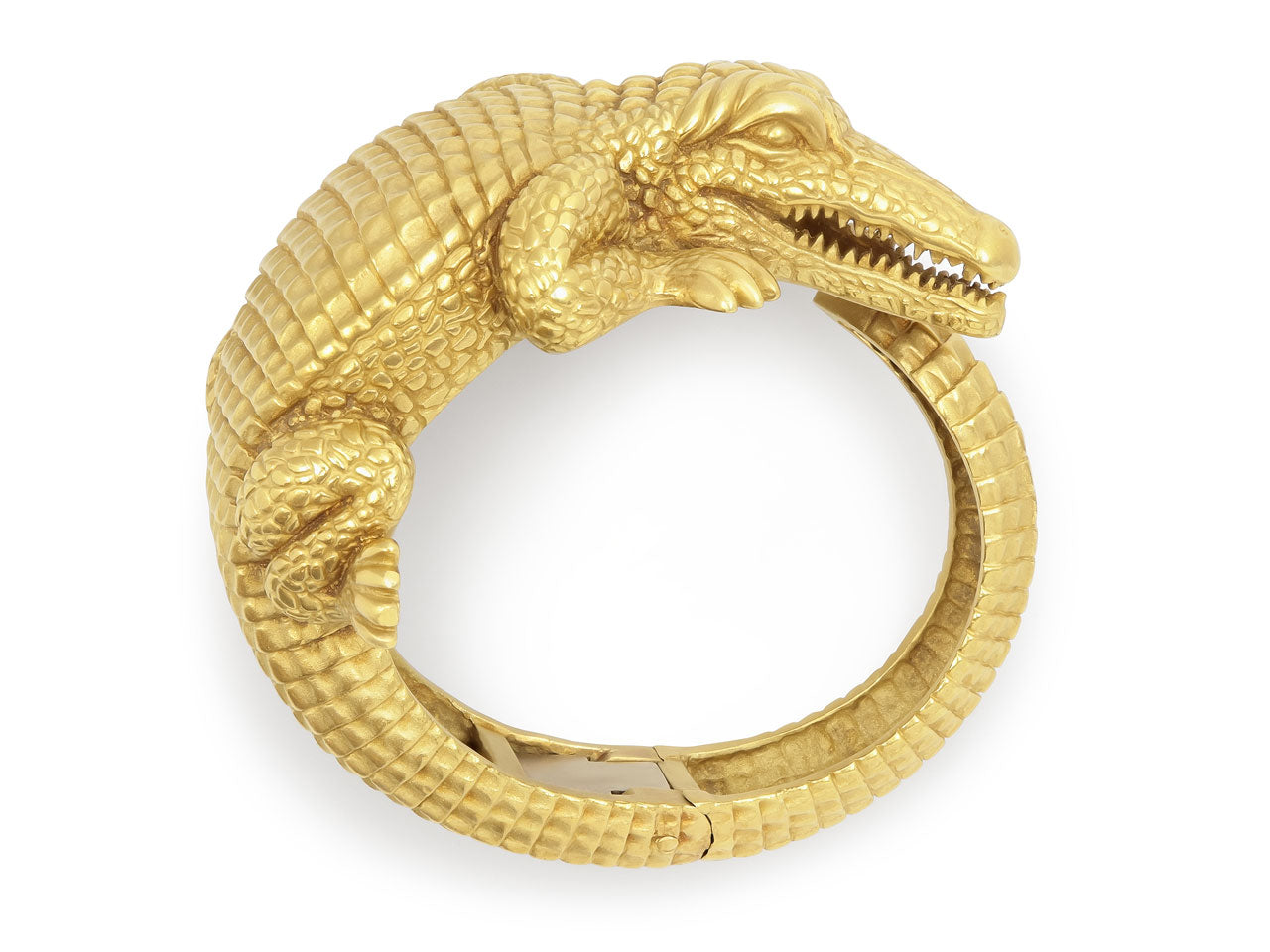 Kieselstein-Cord Alligator Bangle in 18K 'Green Gold', Large