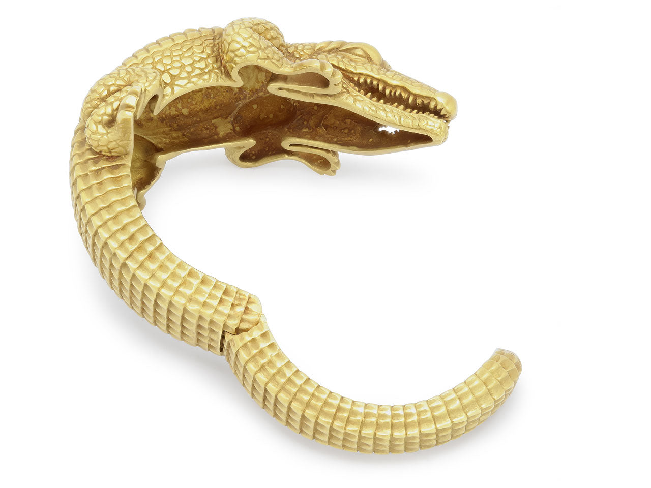 Kieselstein-Cord Alligator Bangle in 18K 'Green Gold', Large