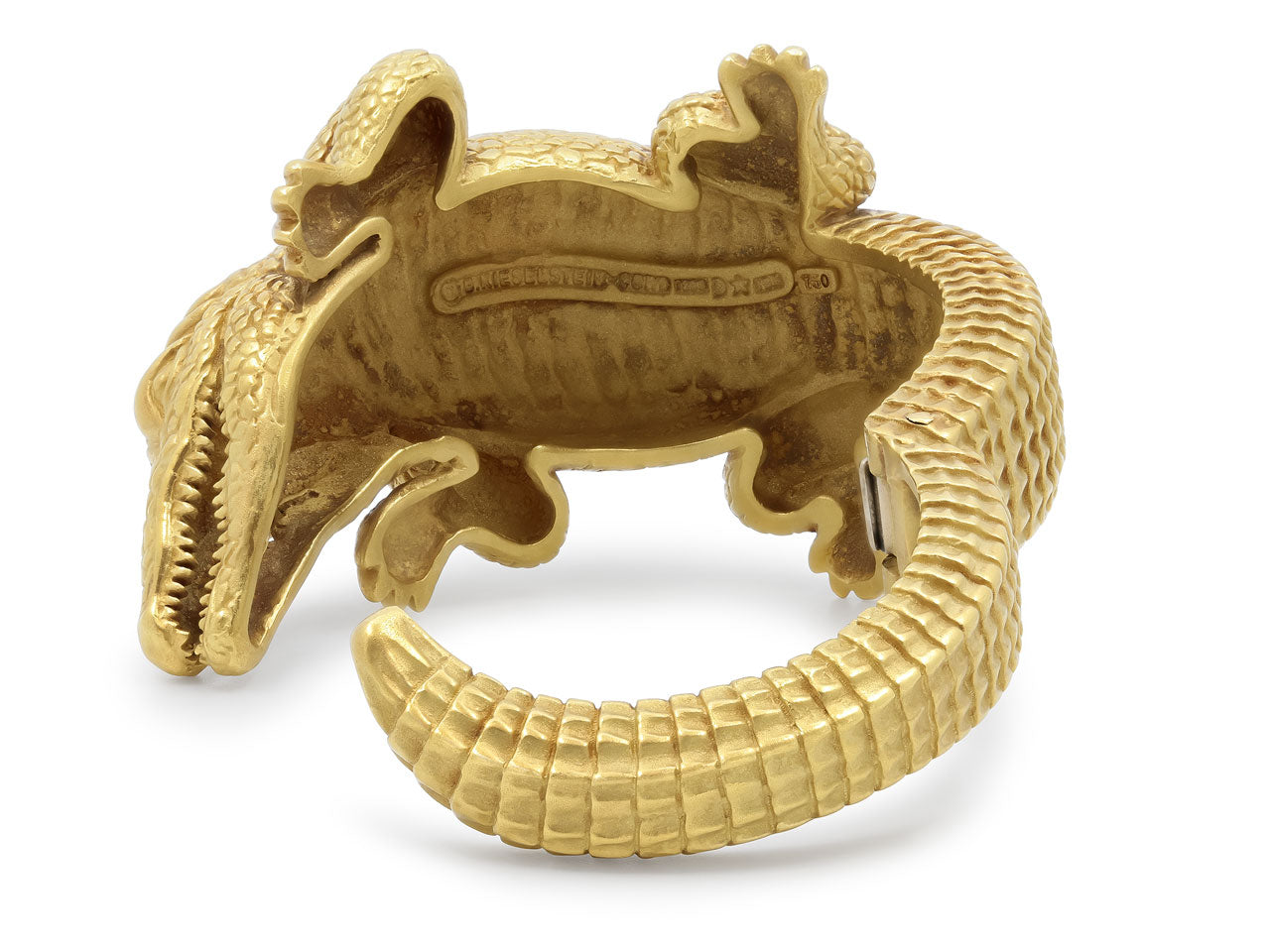 Kieselstein-Cord Alligator Bangle in 18K 'Green Gold', Large