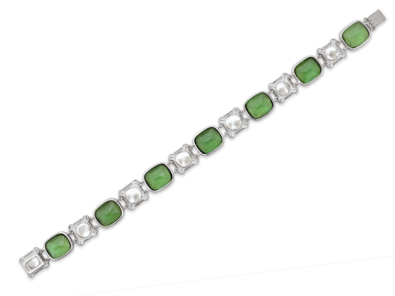 Arts & Crafts Black Starr & Frost Tourmaline Bracelet in Platinum