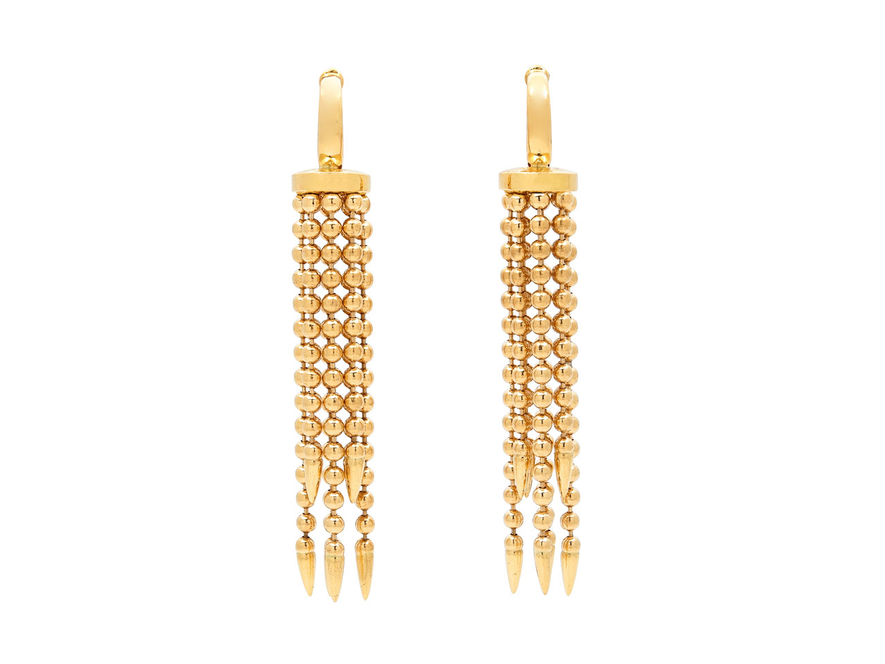 Beaded Tassel Earrings in 18K Gold