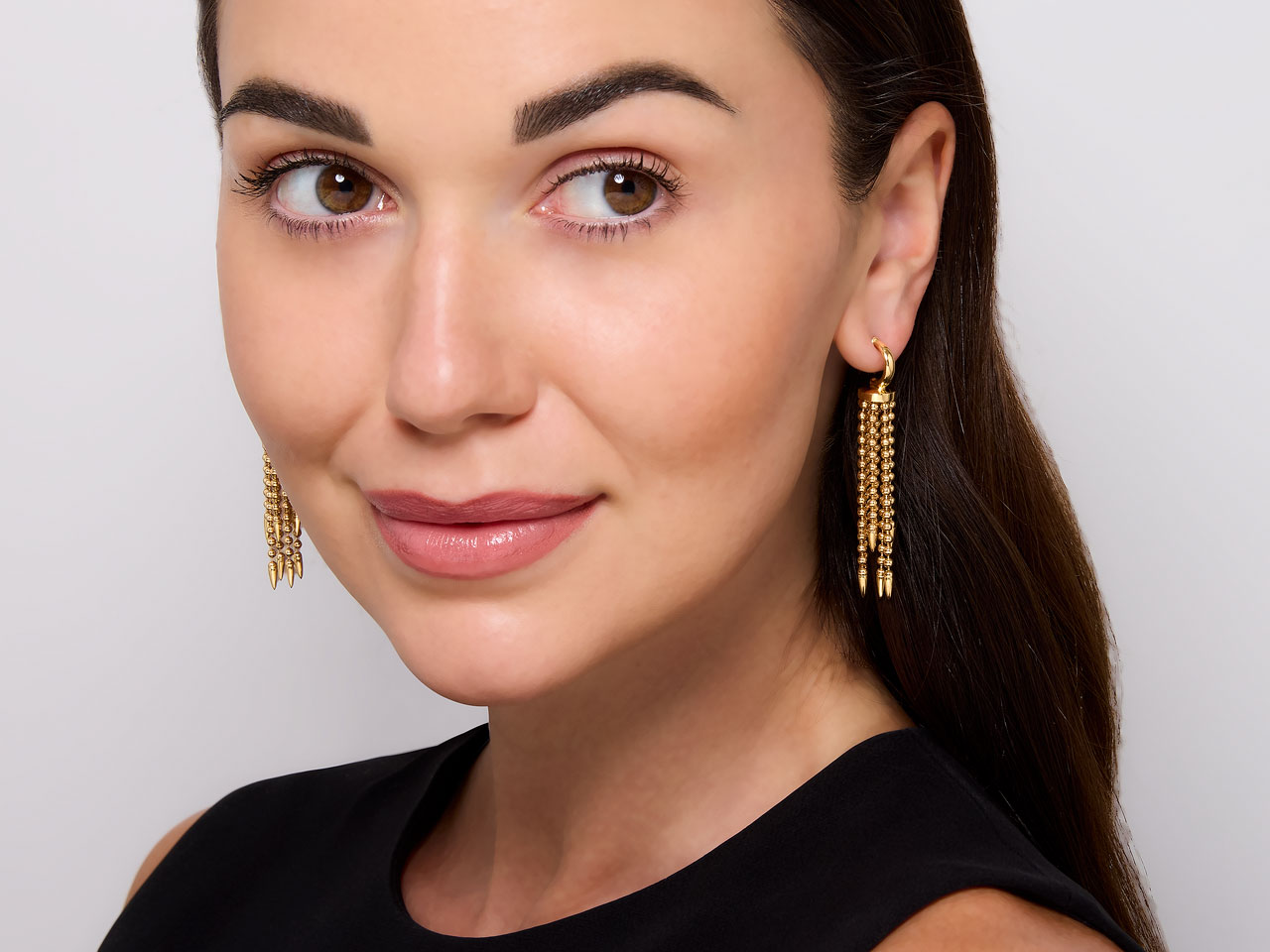 Beaded Tassel Earrings in 18K Gold