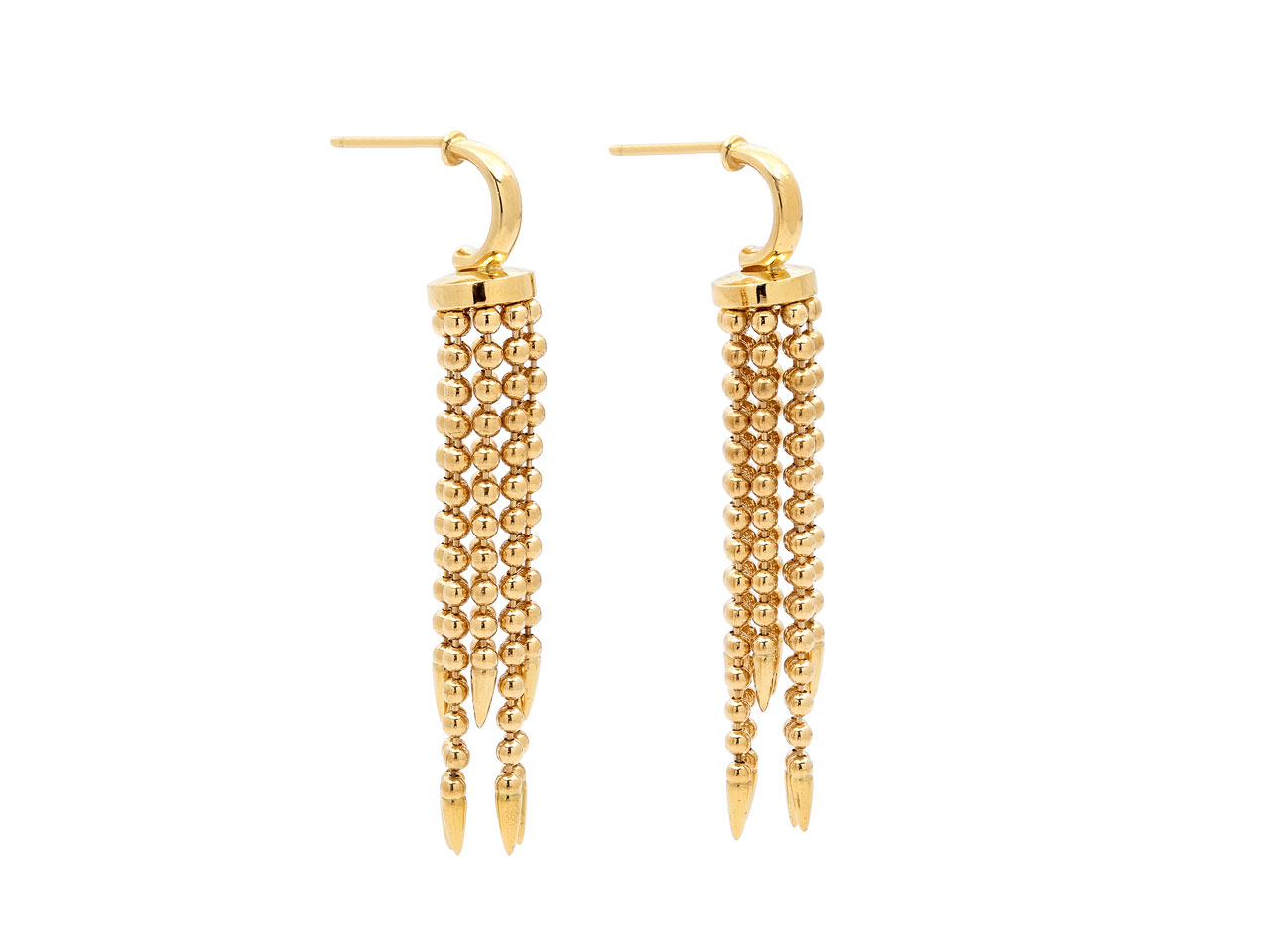 Beaded Tassel Earrings in 18K Gold