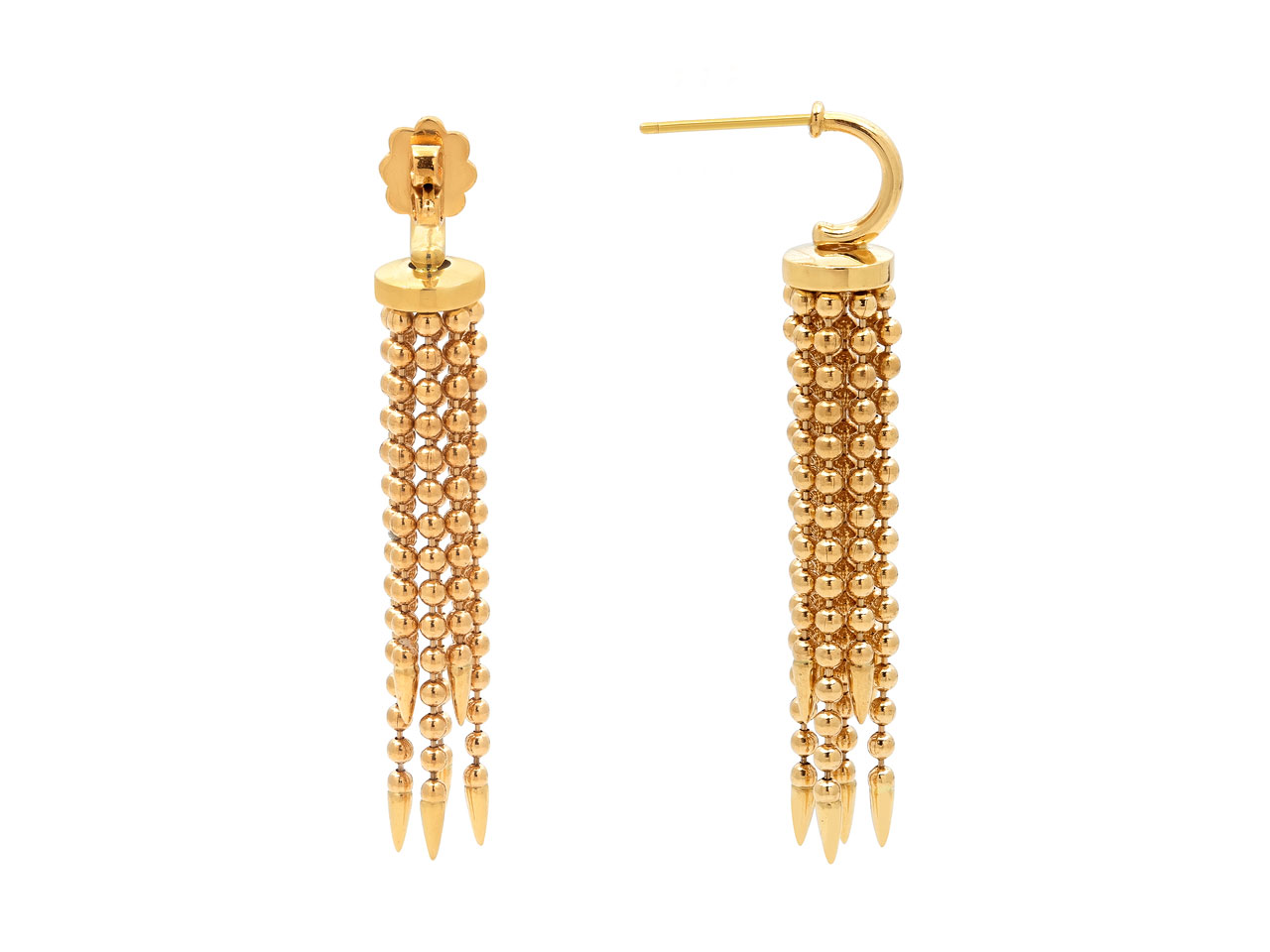 Beaded Tassel Earrings in 18K Gold