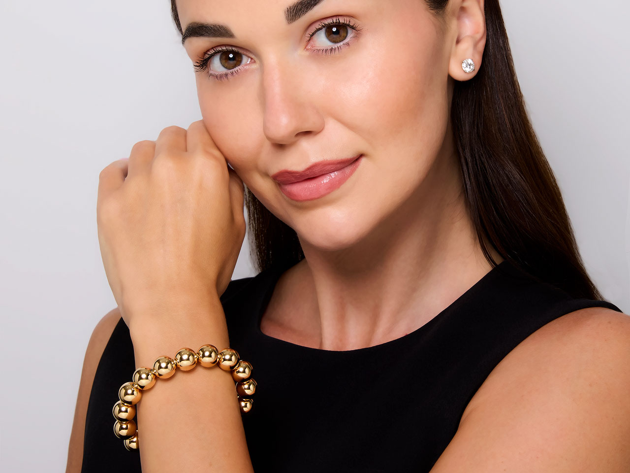 Bead Stretch Bracelet in 18K Gold, 12 mm, by Beladora