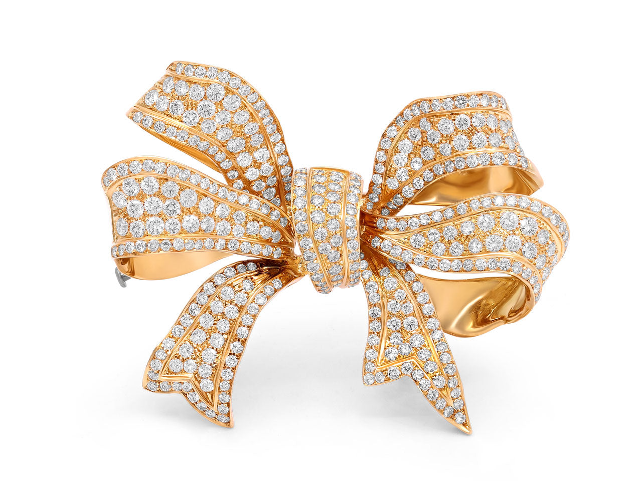 Tallarico Diamond Bow Brooch in 18K Gold