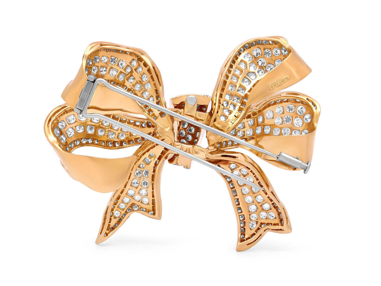 Tallarico Diamond Bow Brooch in 18K Gold