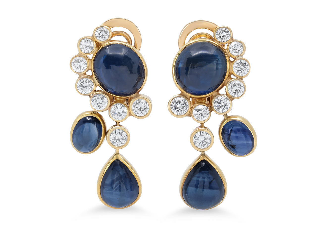 Eric Bertrand Sapphire and Diamond Earrings in 18K Gold