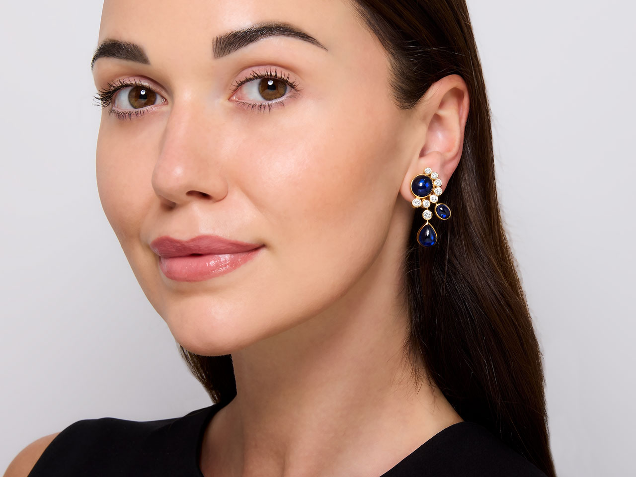 Eric Bertrand Sapphire and Diamond Earrings in 18K Gold