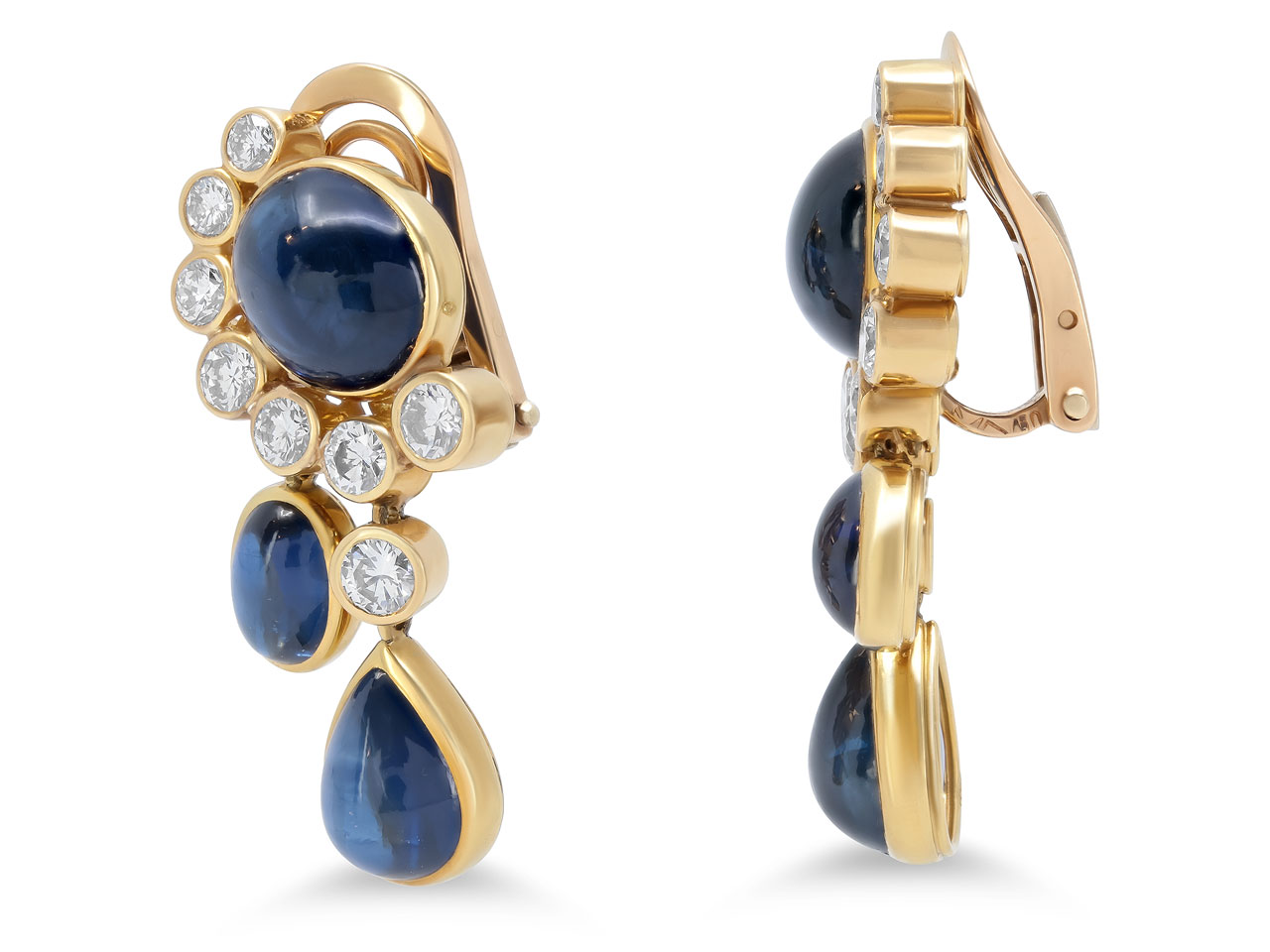 Eric Bertrand Sapphire and Diamond Earrings in 18K Gold